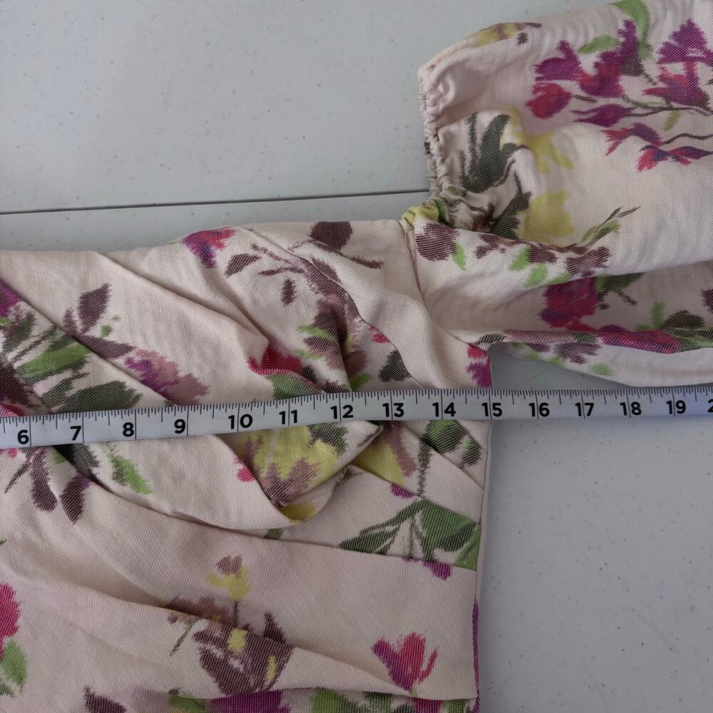 Shoshanna Off-Shoulder Floral Midi Dress -‎ Cream and Pink - Picture 14 of 16